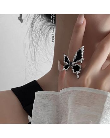 Gothic Black Butterfly Open Ring, Butterfly Ring, Butterfly Jewelry | HR776