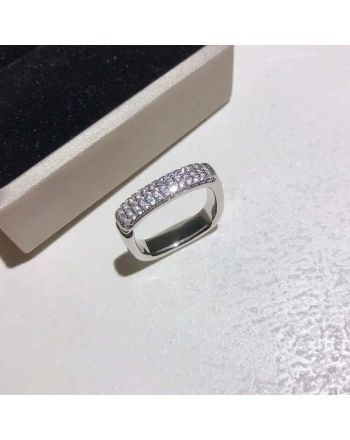 Art Deco Ring, Wide Band Zircon Ring, Silver Band Ring, Eternity Ring | A8512